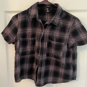 Flannel forever 21 boxy crop top